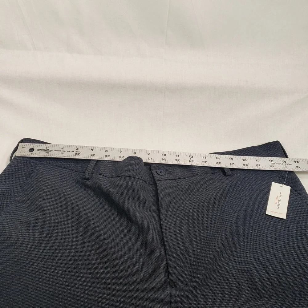 Van Heusen Mens Traveler Straight Fit Pants‎ 40x30 Navy Blue Non-Iron